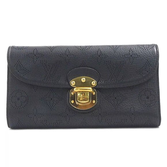 Auth LOUIS VUITTON Monogram Mahina Amelia Long Wallet Black - Picture 2 of 13